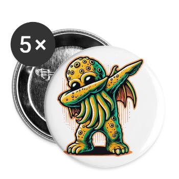 Funny Dabbing Cthulhu Dystopian Octopus - Buttons large 2.2''/56 mm (5-pack) - white - Front