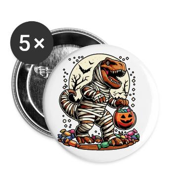 Funny T-Rex Mummy Loves Candy - Buttons large 2.2''/56 mm (5-pack) - white - Front