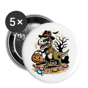 Drôle de T-Rex Zombie Aime Les Bonbons - Lot de 5 grands badges (56 mm) - blanc - Devant