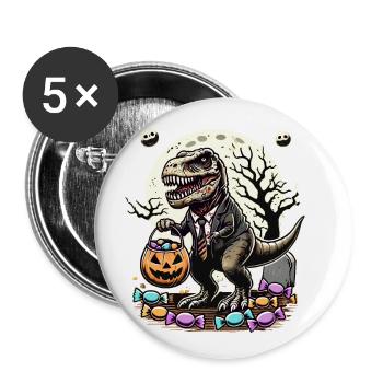 Lustiger TRex Zombie Lieben Süßigkeiten - Buttons groß 56 mm (5er Pack) - Weiß - Vorne