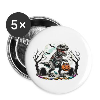 Drôle T-Rex Zombie Amour Bonbons - Lot de 5 grands badges (56 mm) - blanc - Devant