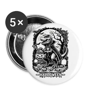 Drôle de vampire T-Rex aime les bonbons - Lot de 5 grands badges (56 mm) - blanc - Devant