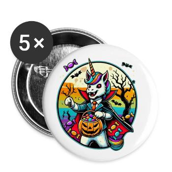 Funny Vampire Unicorn Loves Candy - Buttons large 2.2''/56 mm (5-pack) - white - Front