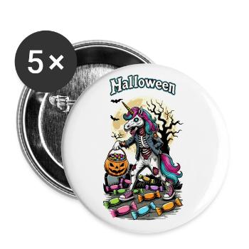 Drôle de licorne zombie aime les bonbons - Lot de 5 grands badges (56 mm) - blanc - Devant