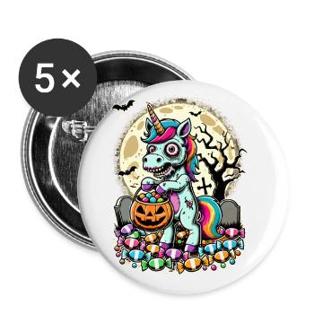 Drôle de licorne zombie aime les bonbons - Lot de 5 grands badges (56 mm) - blanc - Devant