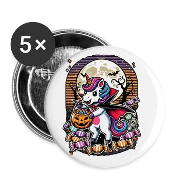 Funny Vampire Unicorn Loves Candy - Buttons large 2.2''/56 mm (5-pack) - white - Front