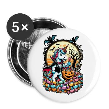 Drôle de licorne vampire aime les bonbons - Lot de 5 grands badges (56 mm) - blanc - Devant