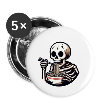 Skelett Ramen Nudeln Für Gruselfilme Japanisches - Buttons groß 56 mm (5er Pack) - Weiß - Vorne
