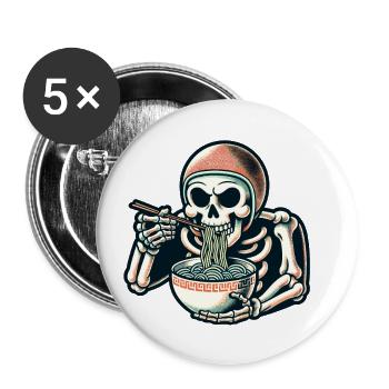 Skelett Ramen Nudeln Für Gruselfilme Japanisches - Buttons groß 56 mm (5er Pack) - Weiß - Vorne