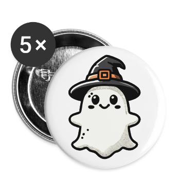 Lustiger Hexen Geist Gespenstische Party - Buttons groß 56 mm (5er Pack) - Weiß - Vorne