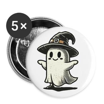 Lustiger Hexen Geist Gespenstische Party Spooky - Buttons groß 56 mm (5er Pack) - Weiß - Vorne