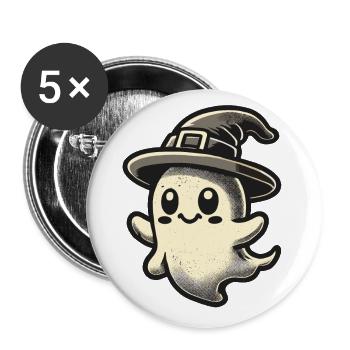 Lustiger Hexen Geist Gespenstische Party - Buttons groß 56 mm (5er Pack) - Weiß - Vorne