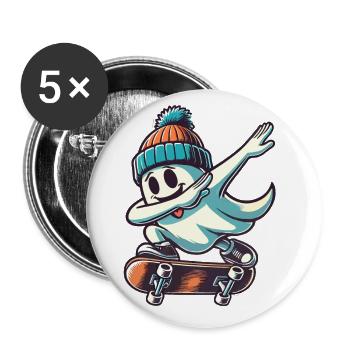 Skateboarding Dabbing Ghost Skateboard Dab - Buttons large 2.2''/56 mm (5-pack) - white - Front