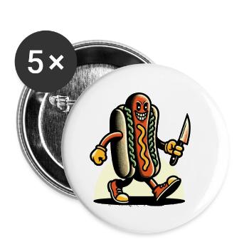 Psycho Hotdog for scary movies Delicious Halloween - Buttons large 2.2''/56 mm (5-pack) - white - Front
