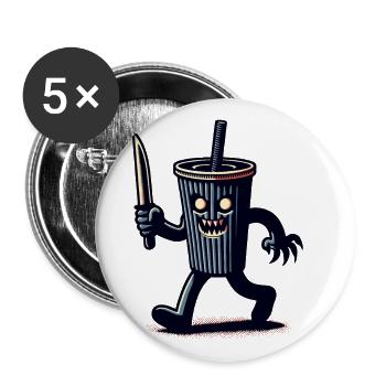 Unheimlicher Psycho Trinkbecher Getränke - Buttons groß 56 mm (5er Pack) - Weiß - Vorne