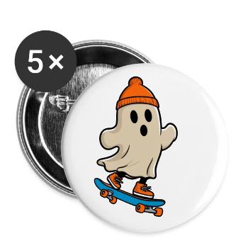 Skateboarding Gespenstische Party Skateboarder - Buttons groß 56 mm (5er Pack) - Weiß - Vorne