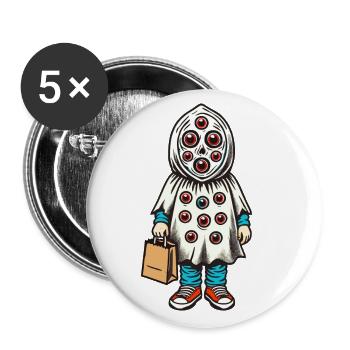 Gespenstische Party Lustiges Halloween Streetwear - Buttons groß 56 mm (5er Pack) - Weiß - Vorne