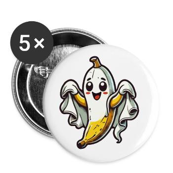 Lustige Geister Banane Boonana Gespenstische Party - Buttons groß 56 mm (5er Pack) - Weiß - Vorne
