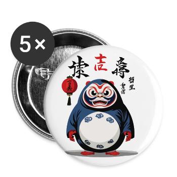 Japonais Daruma Esthétique Yokai Vintage Design - Lot de 5 grands badges (56 mm) - blanc - Devant
