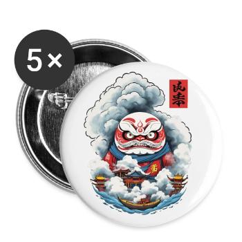 Japanischer Daruma Aesthetic Yokai Design - Buttons groß 56 mm (5er Pack) - Weiß - Vorne