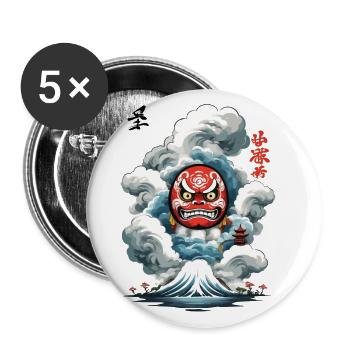 Japanischer Daruma Aesthetic Yokai Design - Buttons groß 56 mm (5er Pack) - Weiß - Vorne