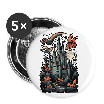 Spooky Haunted Castle Magical Haunted Castle - Buttons large 2.2''/56 mm (5-pack) - white - Front