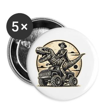 Dinosaurier auf Monstertruck Motorsport Liebhaber - Buttons groß 56 mm (5er Pack) - Weiß - Vorne