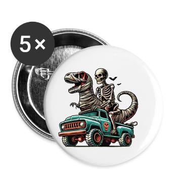 Dinosaur on Monster Truck Motorsport Lover - Buttons large 2.2''/56 mm (5-pack) - white - Front