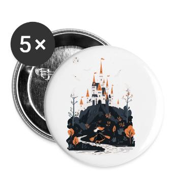 Spooky Haunted Castle Magical Haunted Castle - Buttons large 2.2''/56 mm (5-pack) - white - Front