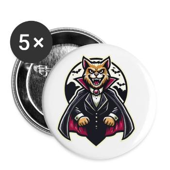 Vampire Cat Cute Halloween Cat - Buttons large 2.2''/56 mm (5-pack) - white - Front