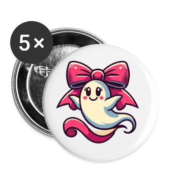Cute Halloween Ghost Geiser Daughter - Buttons large 2.2''/56 mm (5-pack) - white - Front