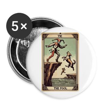 Tarotkarten Design Der Narr Halloween Vintage - Buttons groß 56 mm (5er Pack) - Weiß - Vorne