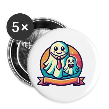dad ghost father with child funny halloween - Buttons large 2.2''/56 mm (5-pack) - white - Front