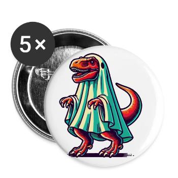Cute Dinosaur Ghost Funny T-Rex - Buttons large 2.2''/56 mm (5-pack) - white - Front