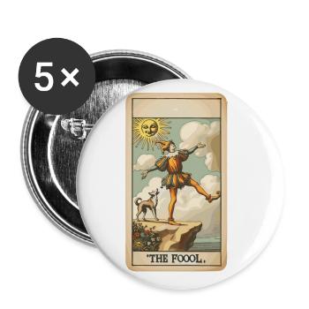 Tarotkarten Design Der Narr Halloween Vintage - Buttons groß 56 mm (5er Pack) - Weiß - Vorne