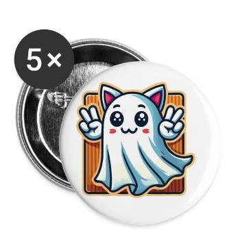 Katzenohren Gespenst Kemonomimi Girl Kostümidee - Buttons groß 56 mm (5er Pack) - Weiß - Vorne