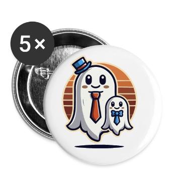dad ghost father with child funny halloween - Buttons large 2.2''/56 mm (5-pack) - white - Front