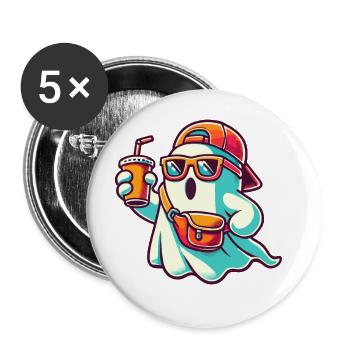 Boo-Jee Fantôme Drôle Fantôme à la mode - Lot de 5 grands badges (56 mm) - blanc - Devant
