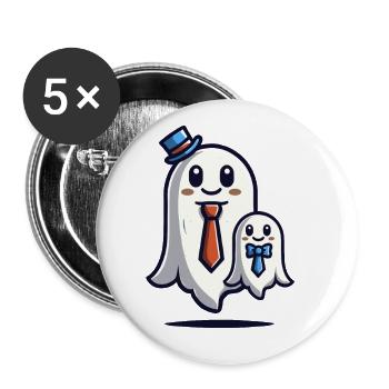 Papa Gespenst Vater Mit Sohn Lustiges Halloween - Buttons groß 56 mm (5er Pack) - Weiß - Vorne
