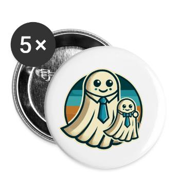 papa fantôme père avec son fils drôle halloween - Lot de 5 grands badges (56 mm) - blanc - Devant