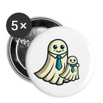 Papa Gespenst Vater mit Kind Lustiges Halloween - Buttons groß 56 mm (5er Pack) - Weiß - Vorne