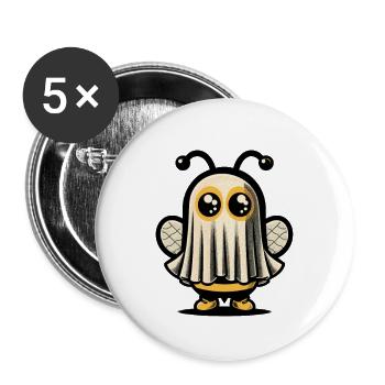 Drôle d’abeille fantôme Abeille fantôme mignonne - Lot de 5 grands badges (56 mm) - blanc - Devant