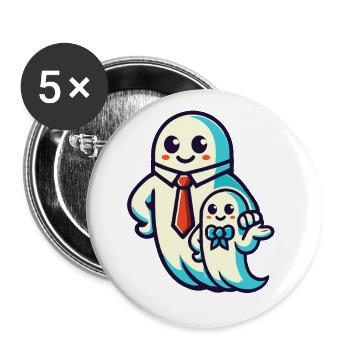 papa fantôme père avec son fils drôle halloween - Lot de 5 grands badges (56 mm) - blanc - Devant