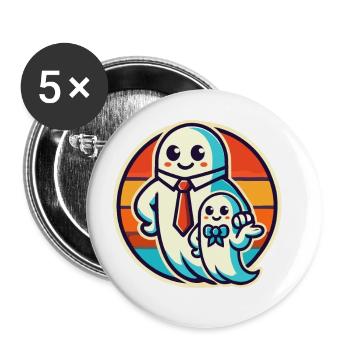 dad ghost father with child funny halloween - Buttons large 2.2''/56 mm (5-pack) - white - Front