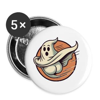 Drôle Halloween fantôme monstre sous drap - Lot de 5 grands badges (56 mm) - blanc - Devant
