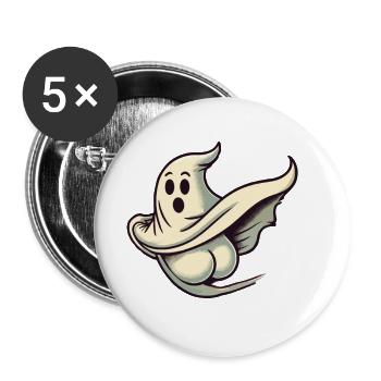 Funny Halloween Ghost Freak Under Sheet - Buttons large 2.2''/56 mm (5-pack) - white - Front