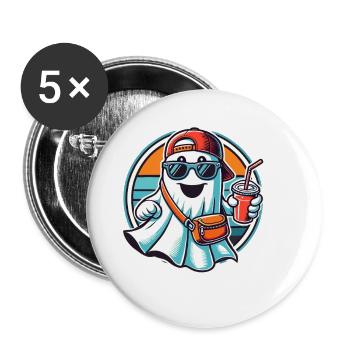 Boo-Jee Ghost Funny Fashionable Ghost - Buttons large 2.2''/56 mm (5-pack) - white - Front