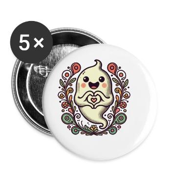 My Halloween Boo Niedlicher Liebe Geist - Buttons groß 56 mm (5er Pack) - Weiß - Vorne