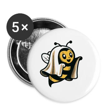 Funny Bee Ghost Cute Ghost Bee - Buttons large 2.2''/56 mm (5-pack) - white - Front