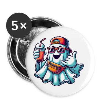 Boo-Jee Gespenst Lustiger Modischer Geist - Buttons groß 56 mm (5er Pack) - Weiß - Vorne